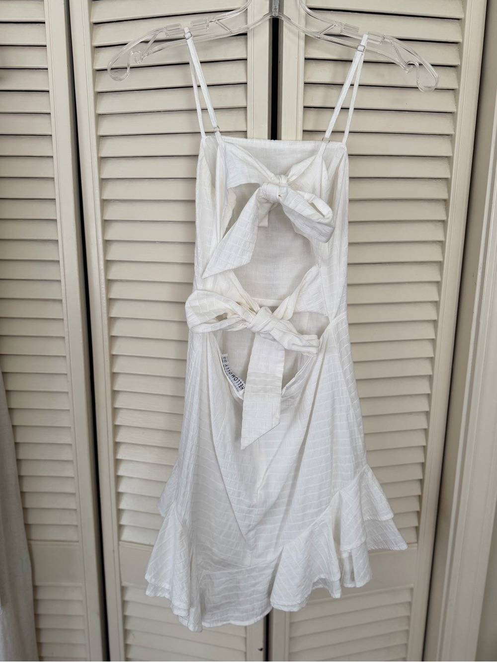 Hello Molly White Textured Bow Mini Dress XS - Picture 7 of 9